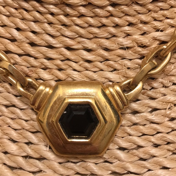 VTG Swarovski authentic ( SAL) Black crystal gold finish fancy necklace - Picture 4 of 7